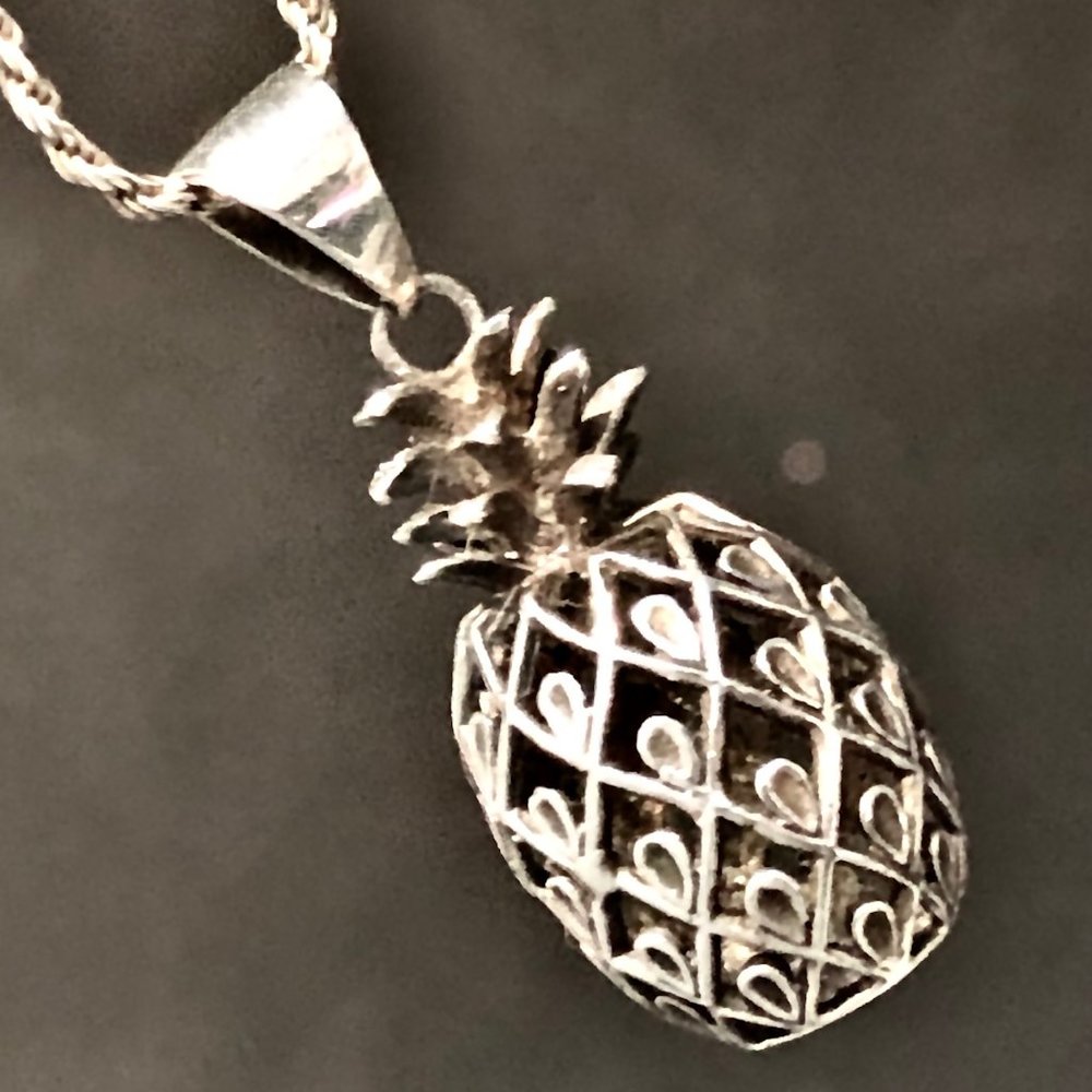 Pineapple Sterling Silver Pendant Necklace